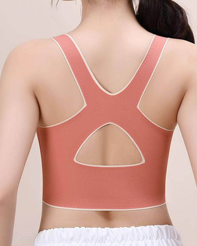 Wireless Front Cross Side Buckles Bra Hunchback Correction Shockproof Yoga Underwear - By Qivii