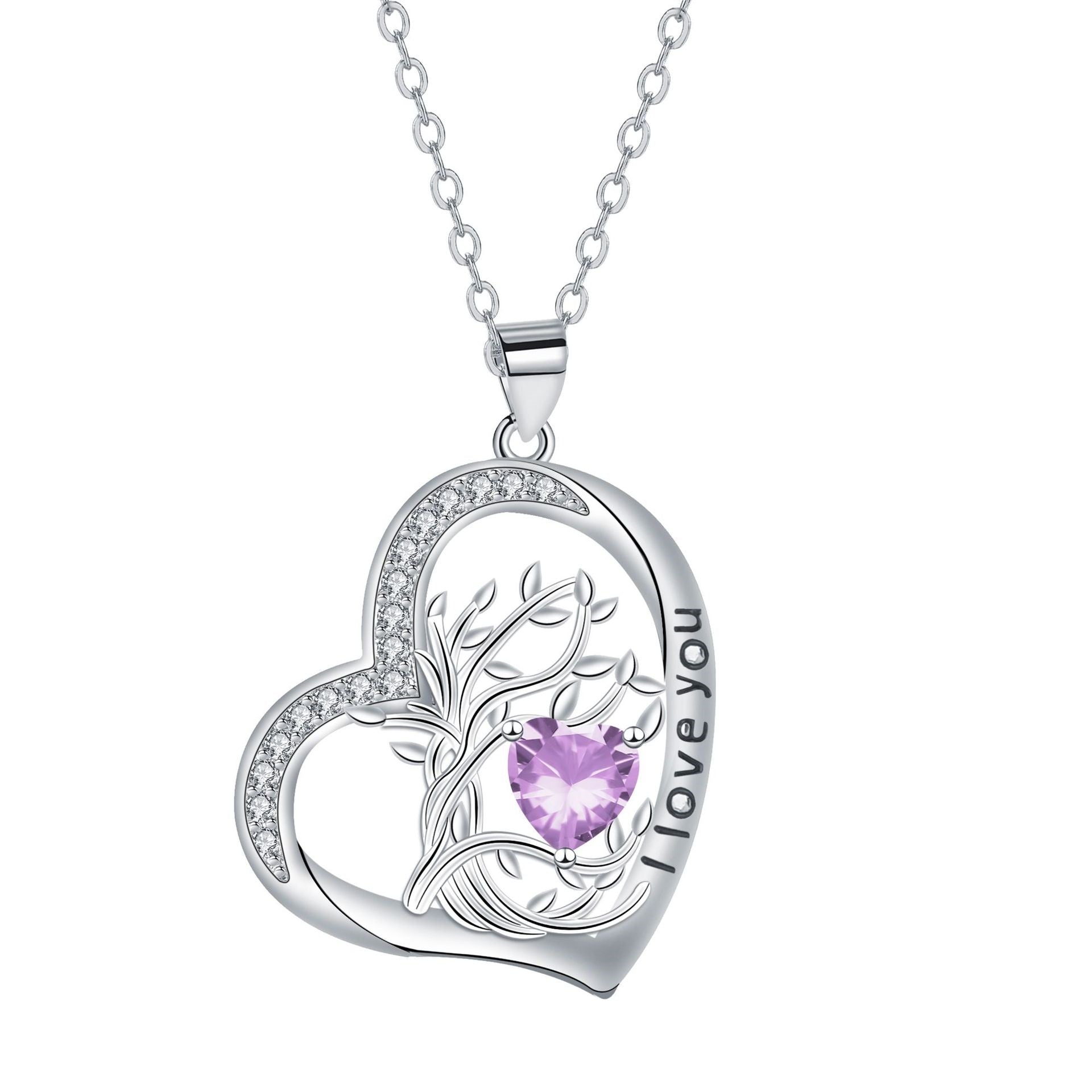 Birthstone Tree Of Life Heart Necklace