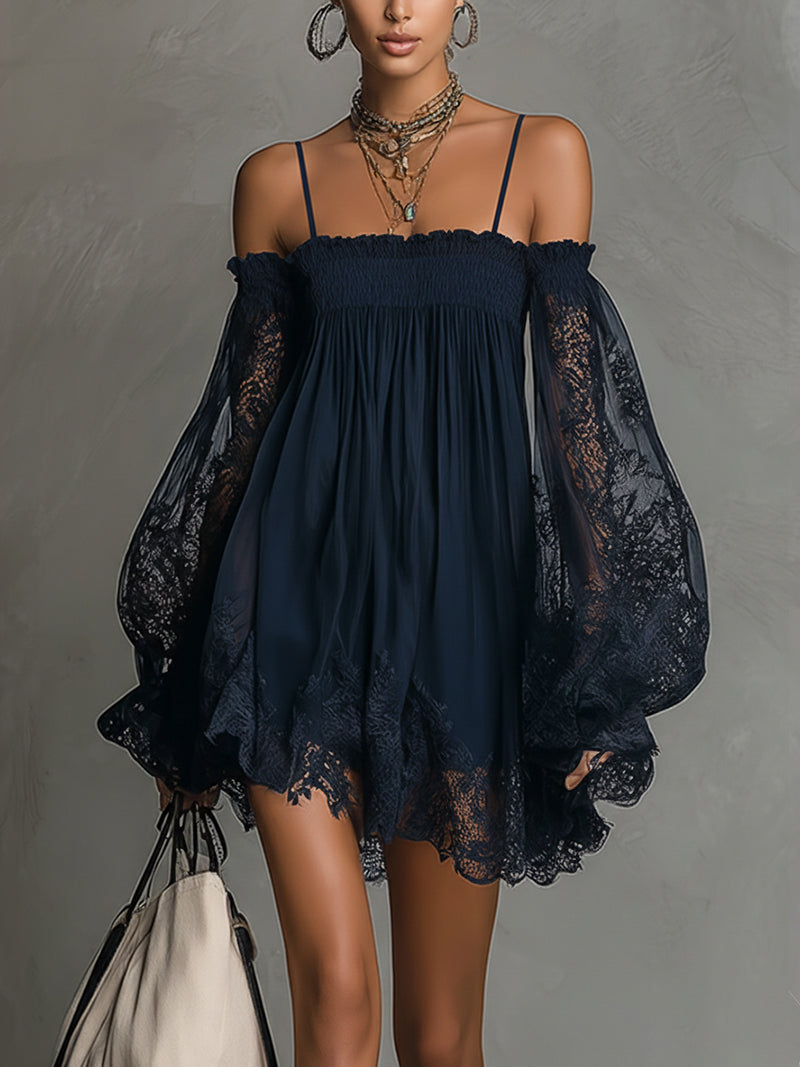 Camille | Elegant Lace Off Shoulder Mini Dress by Qivii