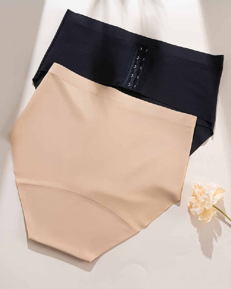 Women's Mid Waist Seamless Tummy Control Shapewear Briefs Underwear With Hooks Belt - By Qivii