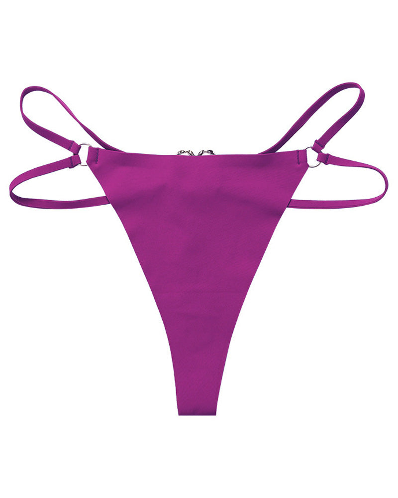 Women's Seamless Thong Low Waist Metal Ring Sexy Temptation Intimates T Pants - By Qivii