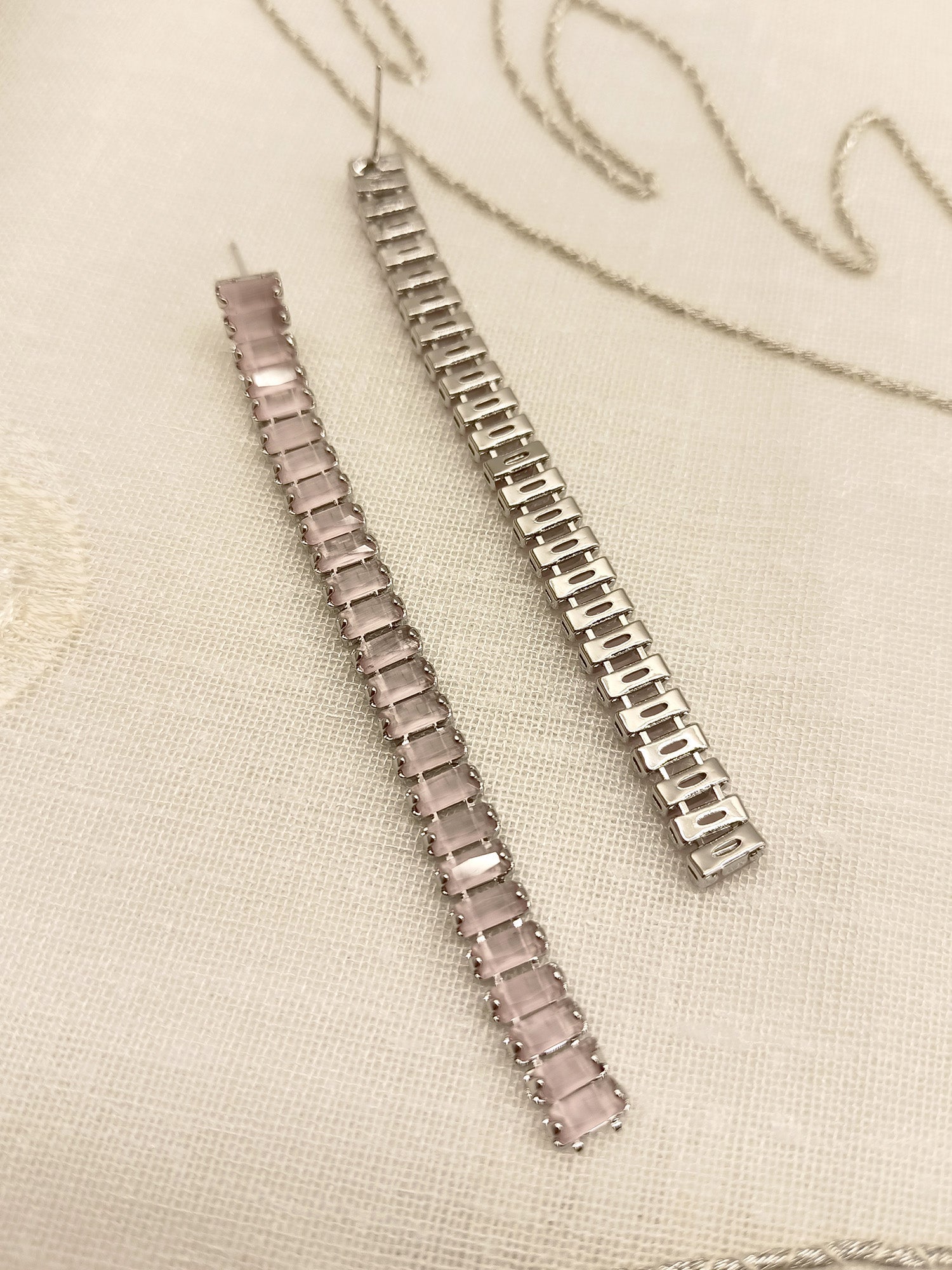 Gurparveen Baby Pink Long Western Earrings - qivii