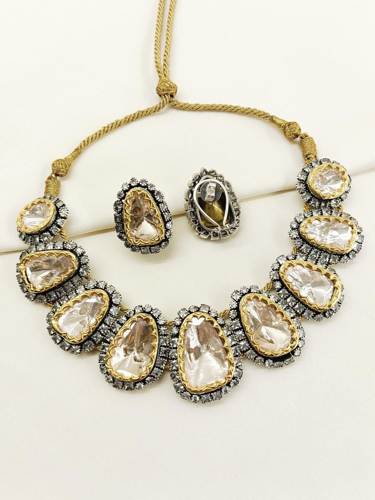 Nabila 92.5 Silver Moissonite Necklace Set