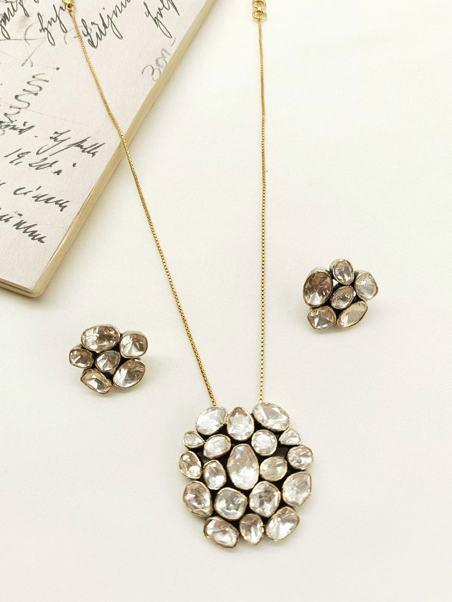 Merry 92.5 Silver Moissonite Pendant Set
