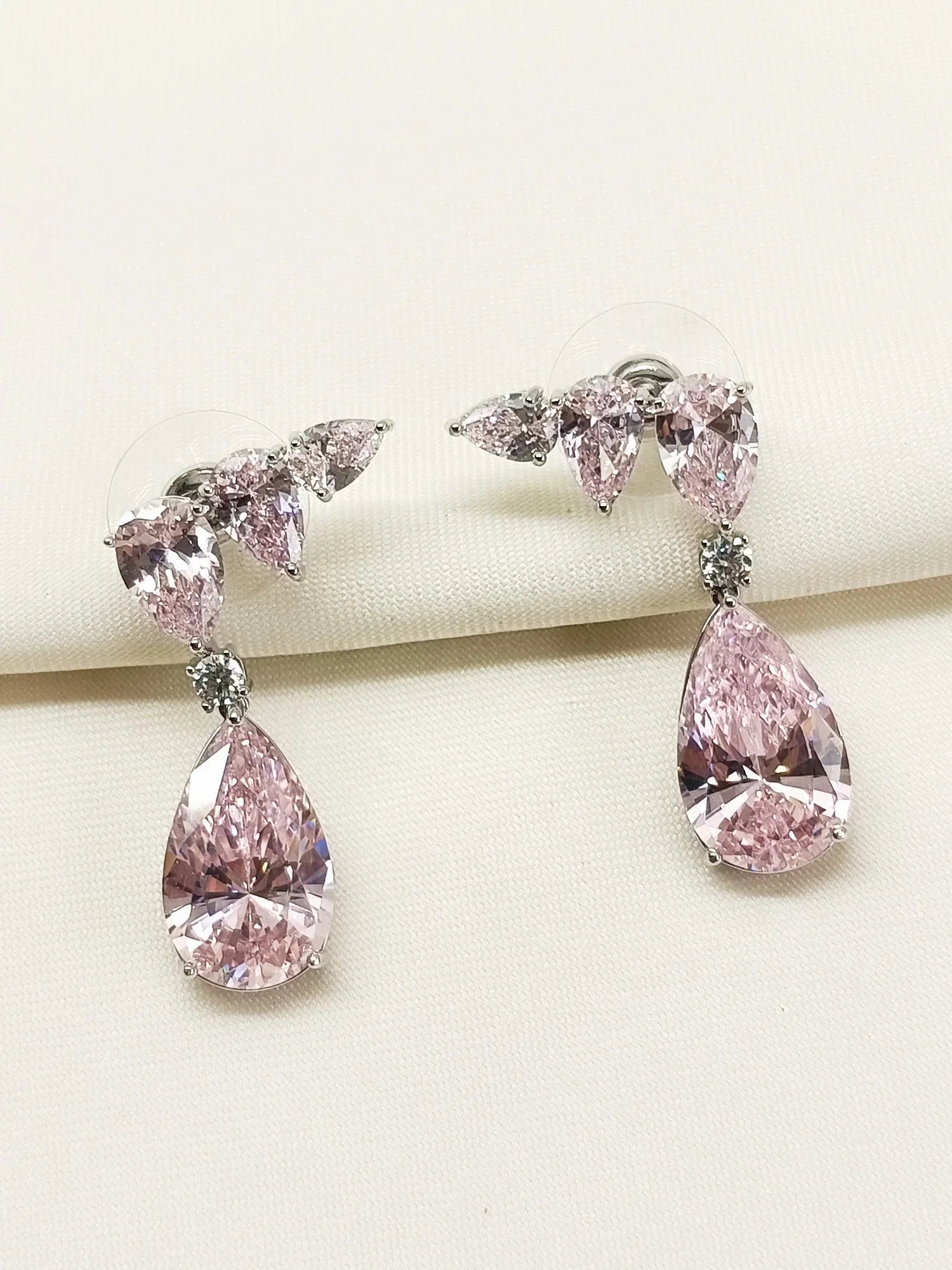 Ruval Baby Pink American Diamond Earring