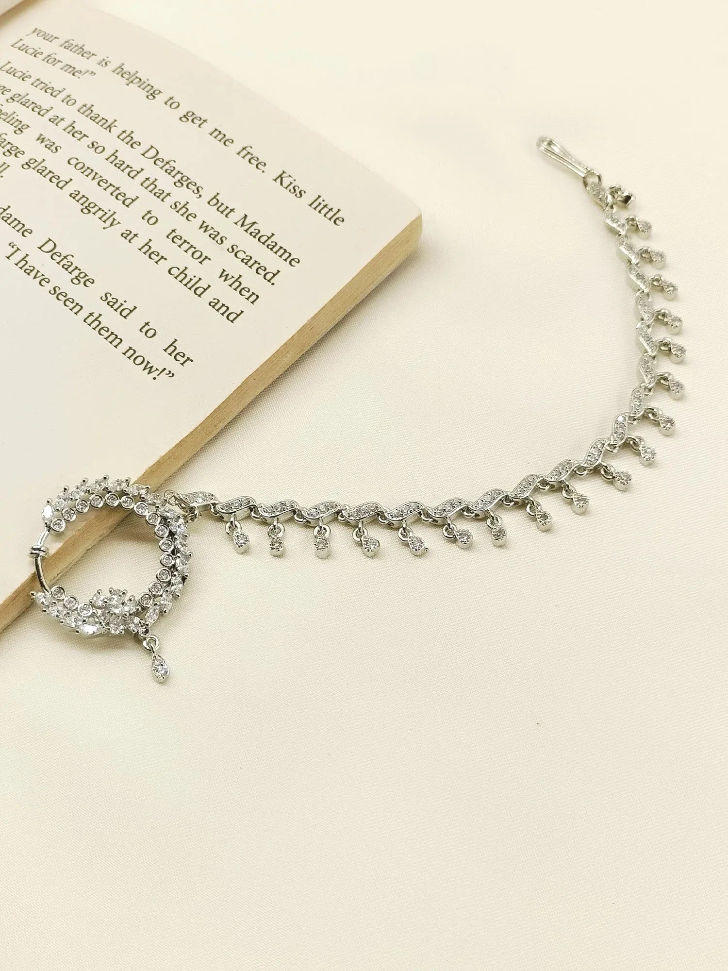 Gunjan White American Diamond Nath