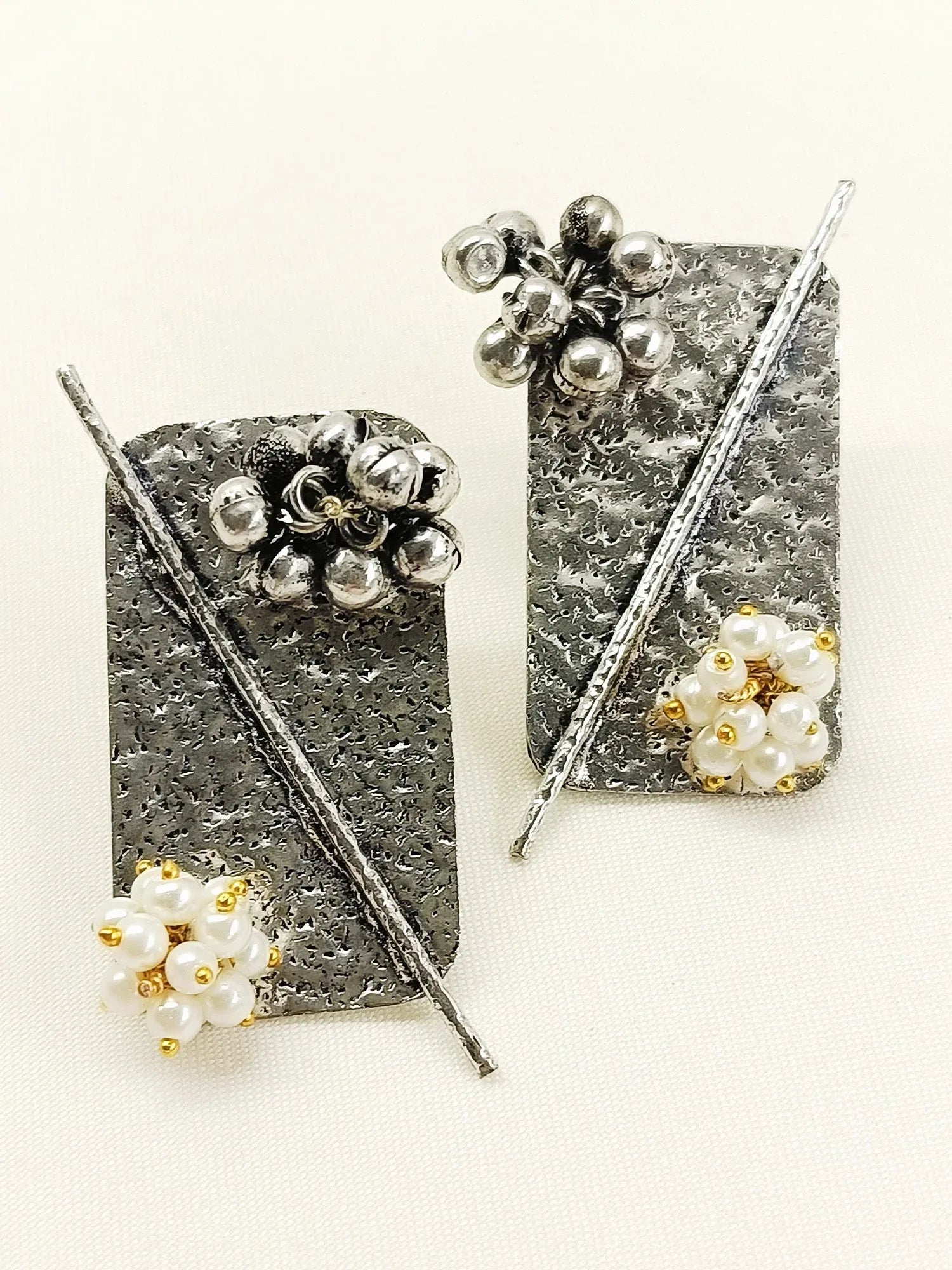 Jivananda White Pearl Oxidized Tops
