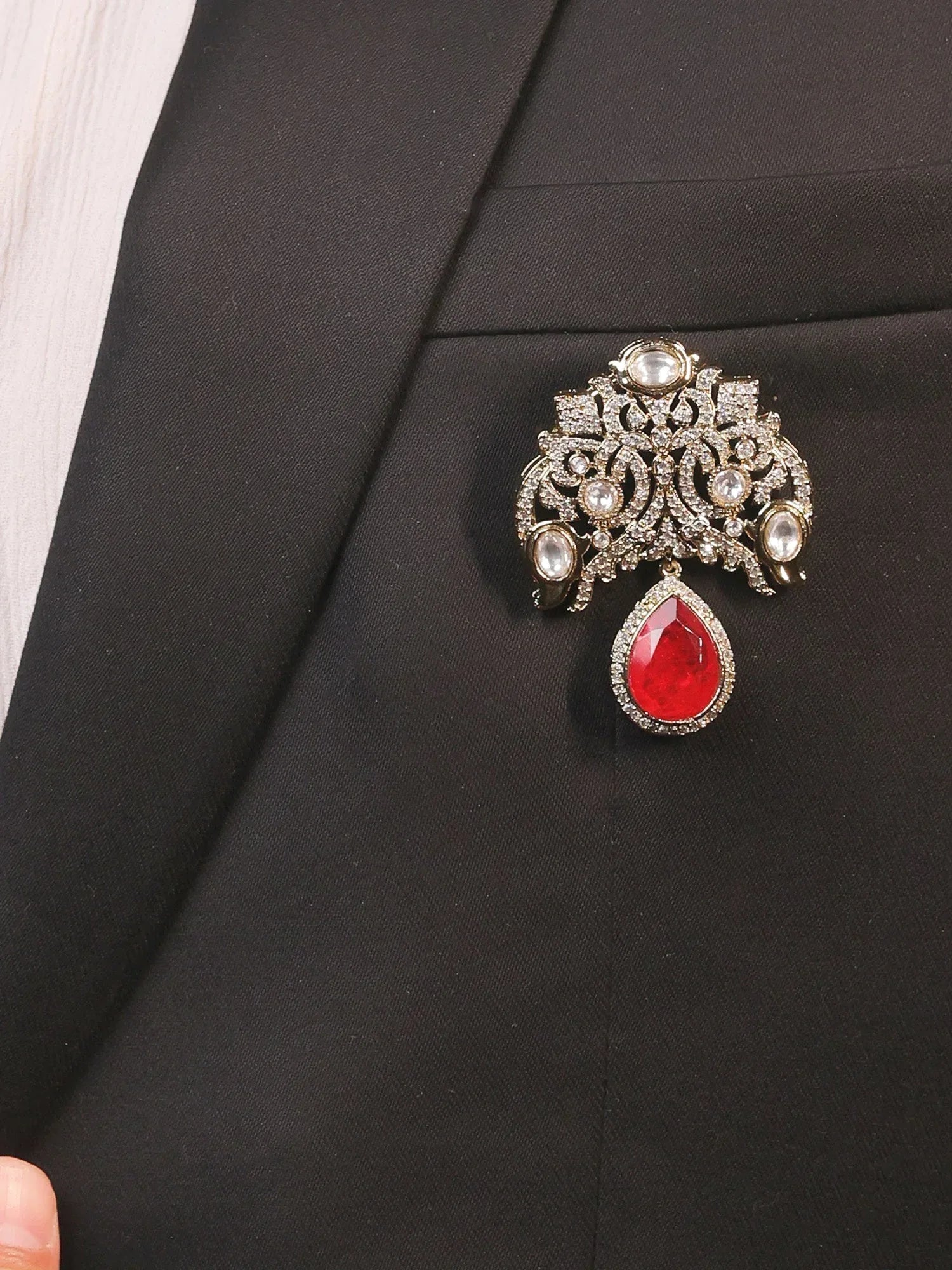 Tanmaya Ruby Men's Brooch