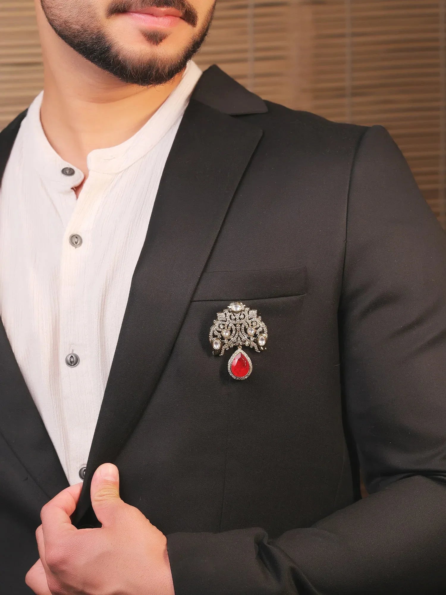 Tanmaya Ruby Men's Brooch