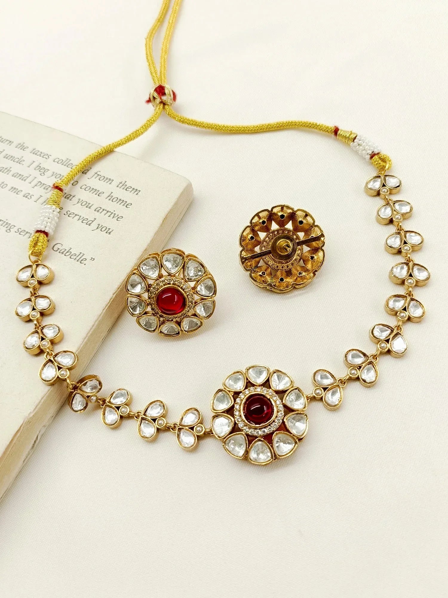 Mannat Maroon Kundan Choker Set