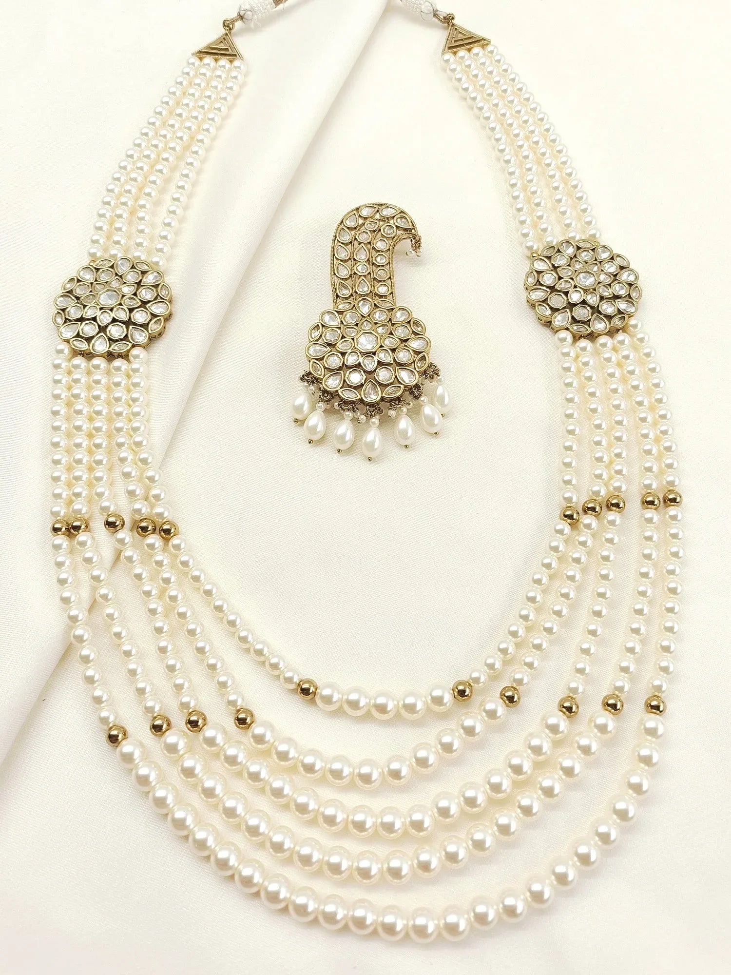 Ankit Groom Mala And Kalgi In White Pearl