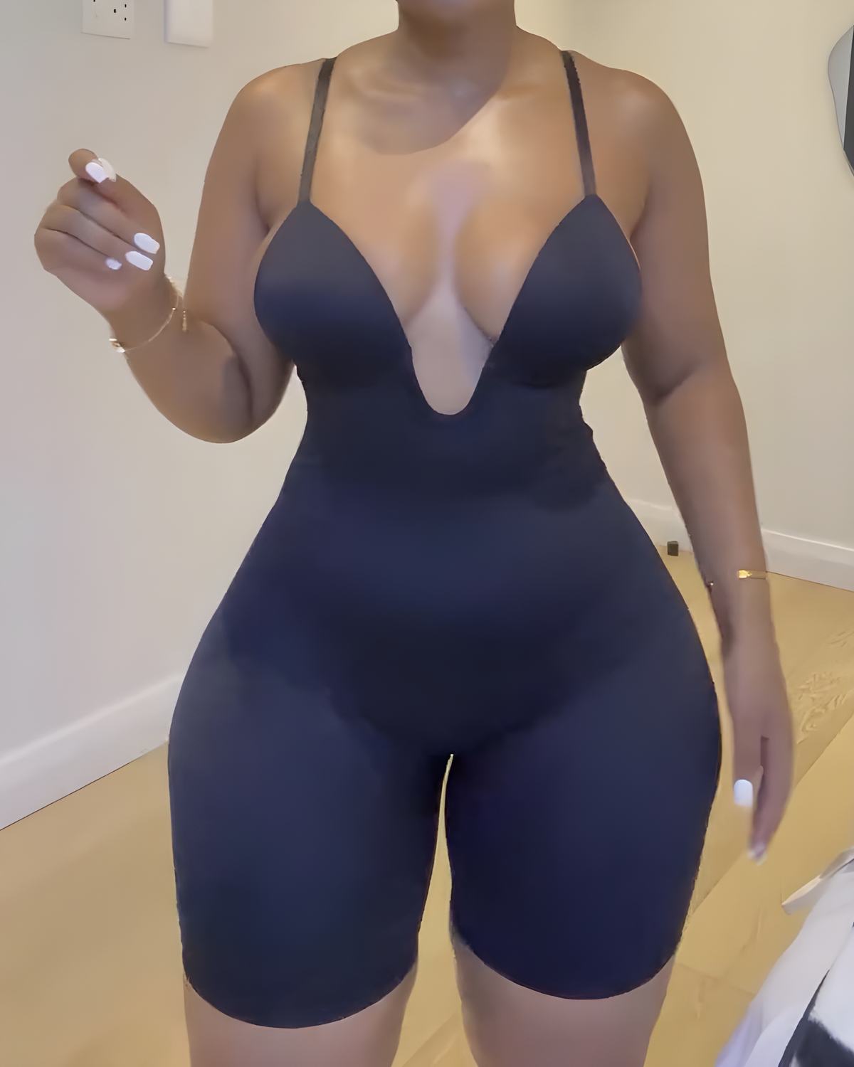 Shapshe® Deep V Neck Low Back Built In Bra Shapewear Bodysuit