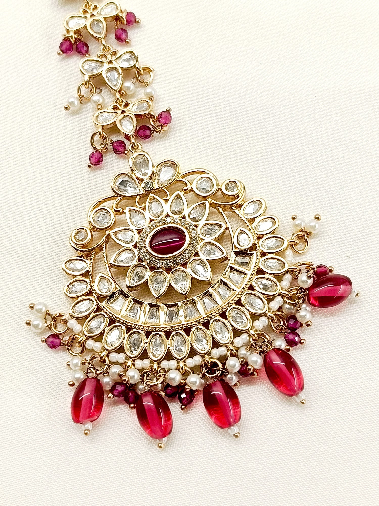 Chakor Pink Kundan Teeka - qivii
