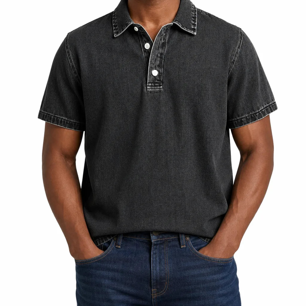 Aston | Mens Denim Dress Polo Shirt