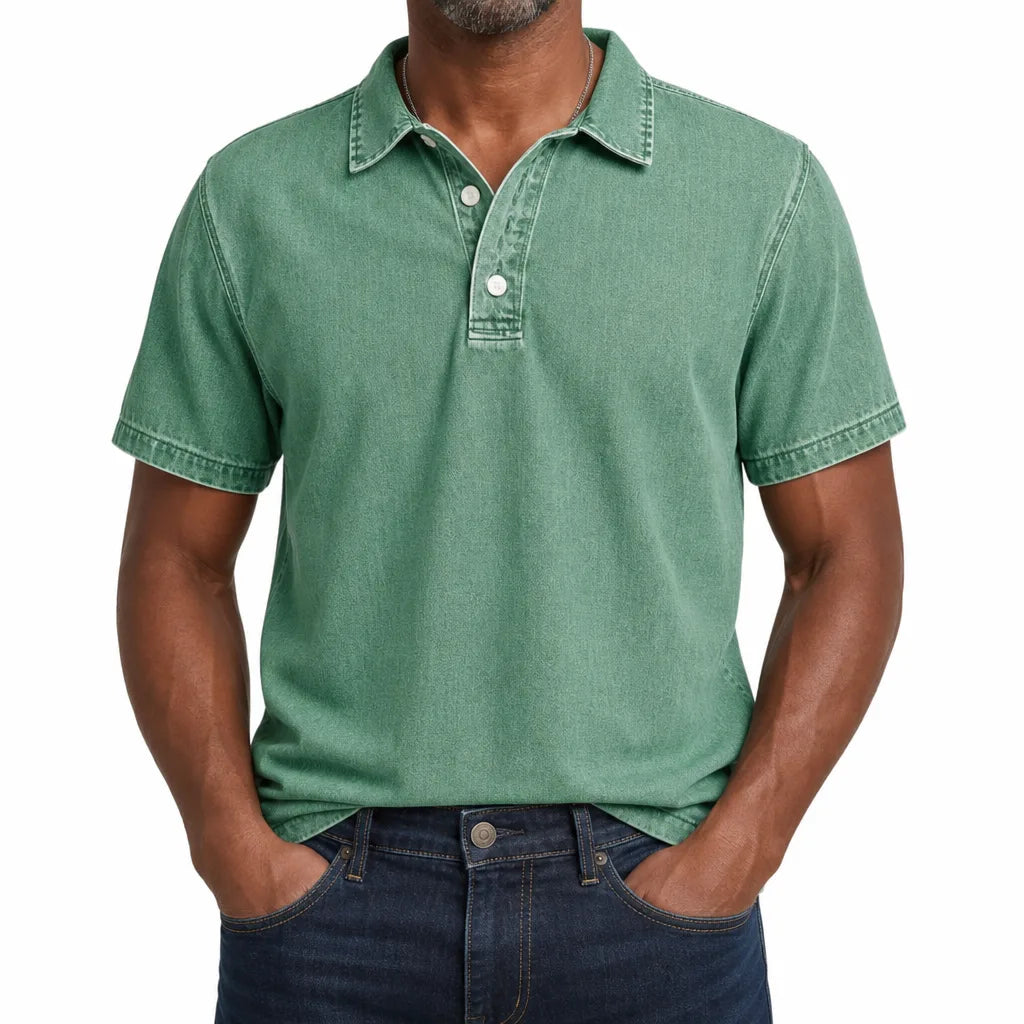 Aston | Mens Denim Dress Polo Shirt