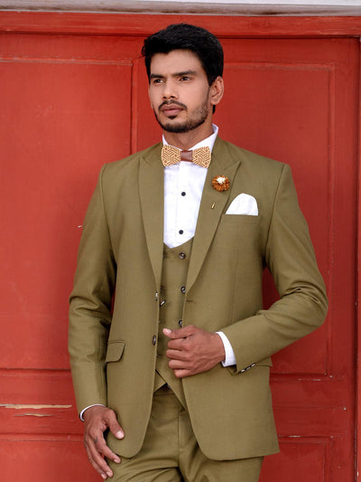 Awesome Olive Green Color Men's Single Breasted Blazer