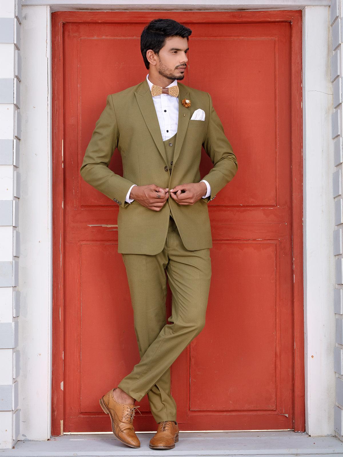 Awesome Olive Green Color Men's Single Breasted Blazer