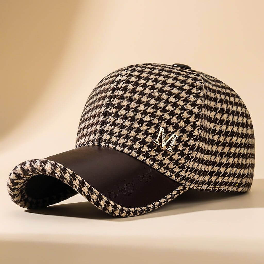 Miller Wool Houndstooth Cap - By Qivii