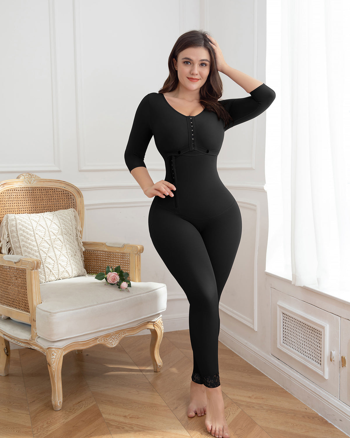 Shapshe® Womens Tummy Control Full Body Shaper with Sleeves and trousers Firm Control