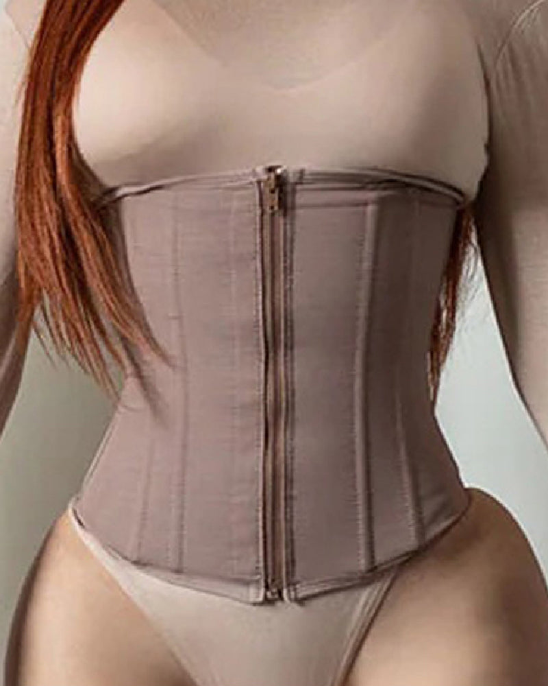 9 Boned Waist Trainer For Women Hourglass Zipper Tummy Control Workout Corset - By Qivii