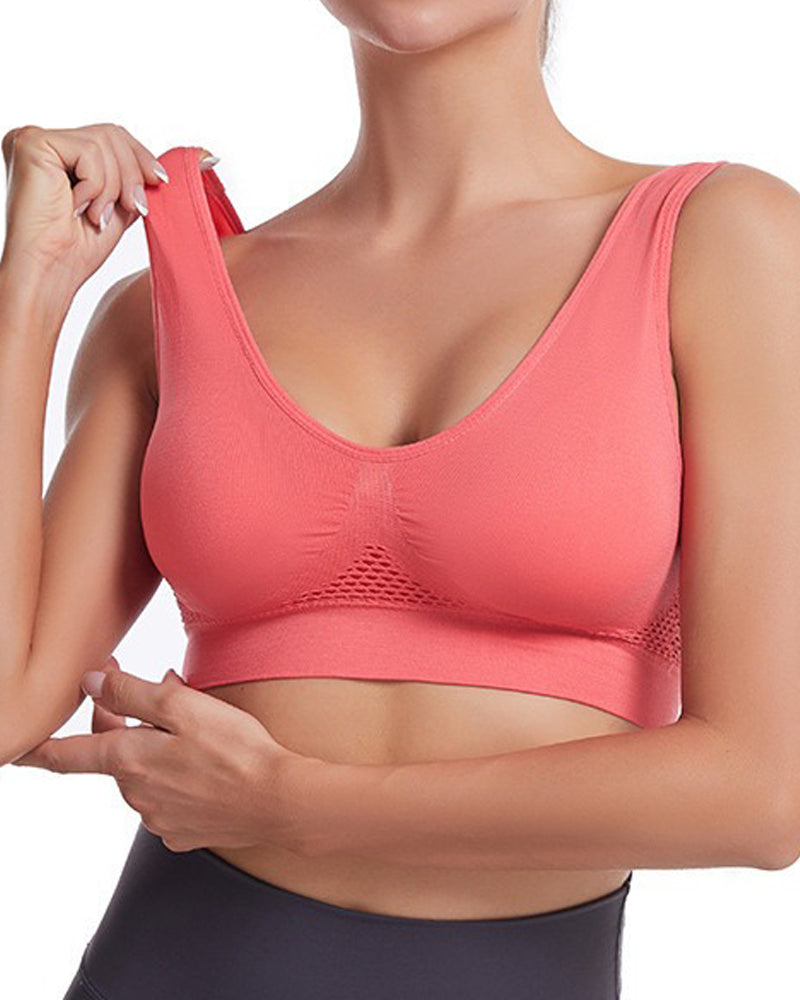 Women's Hollow Out Anti-Sagging High Support Sports Bra Breathable Yoga Top Bras - By Qivii