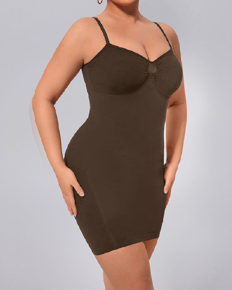 Women's Simple Slimming Shapewear Slip Dress Seamless Tummy Control Cami Under Dress - By Qivii