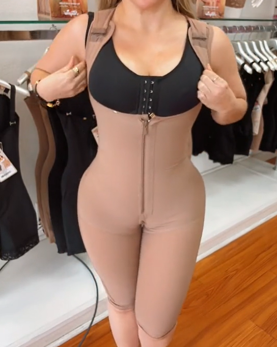 Shapshe® Fajas Shapewear Bodysuits Open Bust Tummy Control Adjustable Body Shaper with Zipper - By Qivii