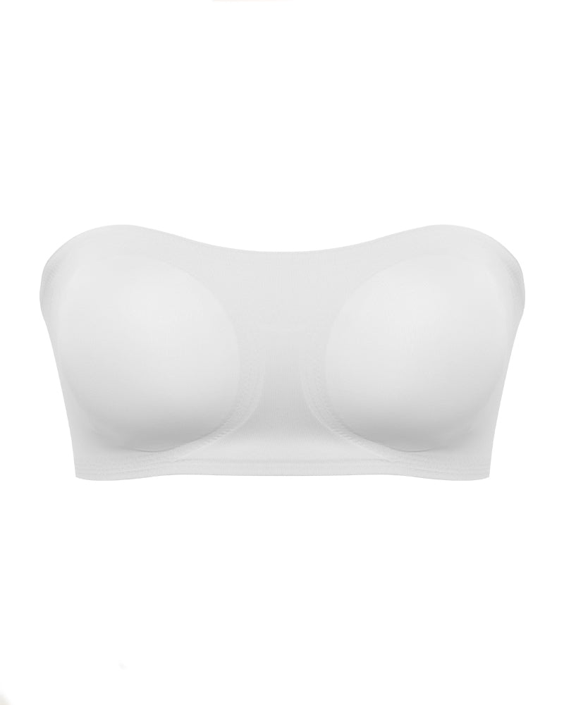Comfy Push-Up Bandeau Bra Strapless Non-Slip Silicone Cross Side Buckle Bra - By Qivii