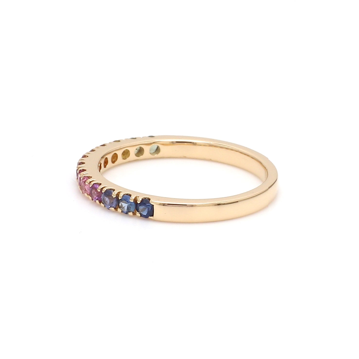 Rainbow Sapphire Round Half Eternity Ring - qivii