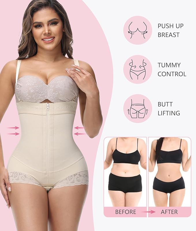 Shapshe® Fajas Colombianas Tummy Control Zipper Open Bust Compression Garment Shapewear - By Qivii