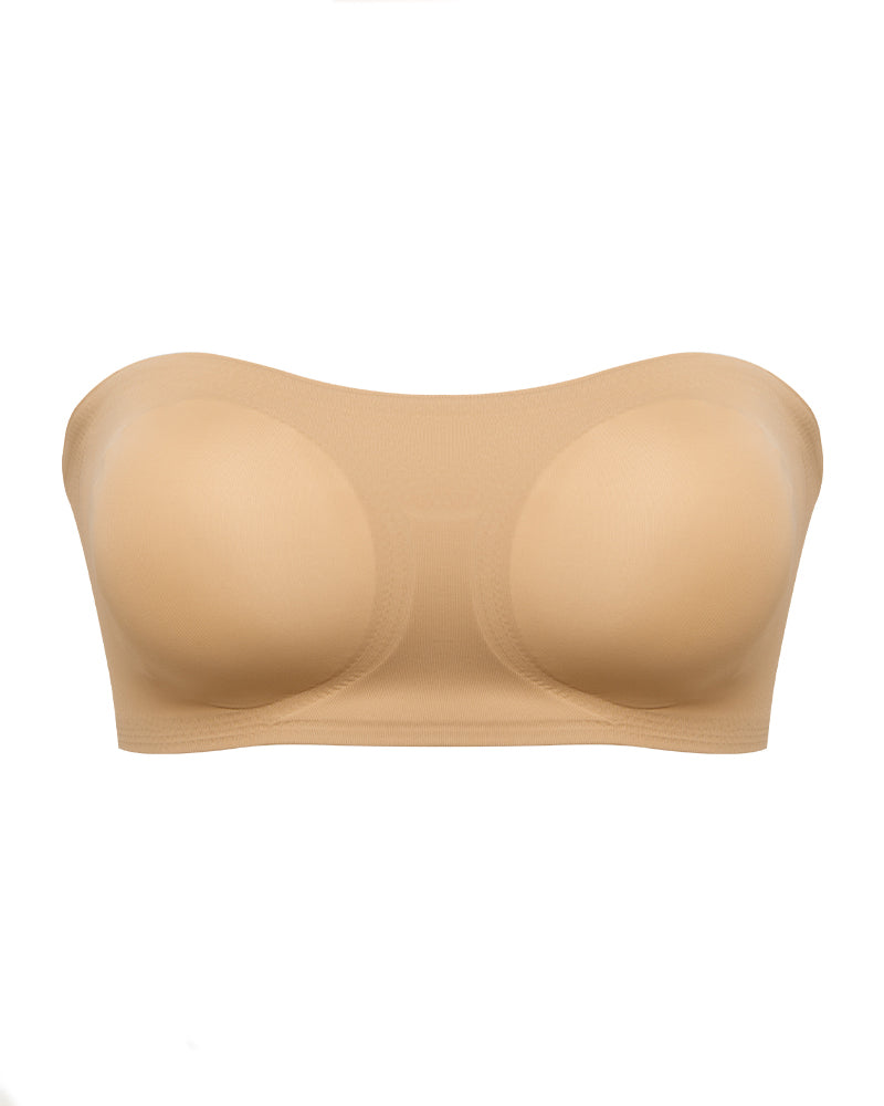 Comfy Push-Up Bandeau Bra Strapless Non-Slip Silicone Cross Side Buckle Bra - By Qivii