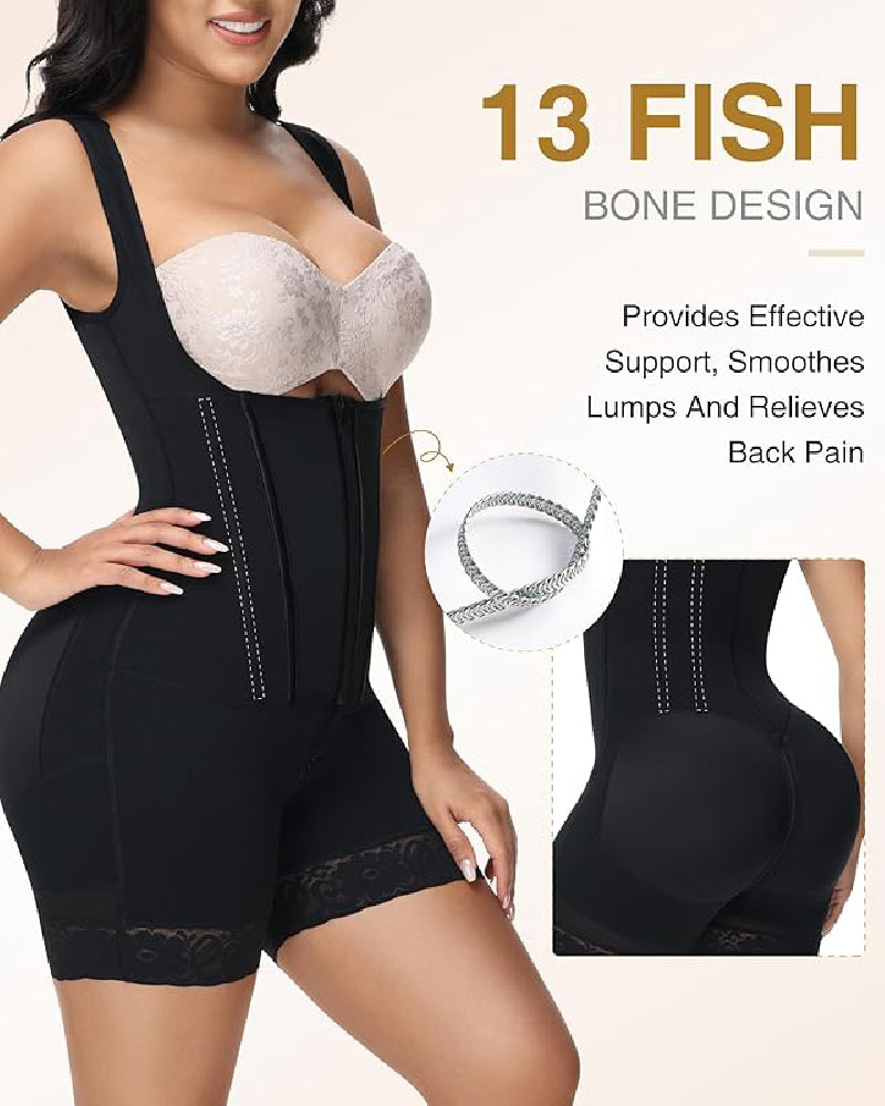 Shapshe® High compression Front Zipper Mid Thigh Shapewear - By Qivii