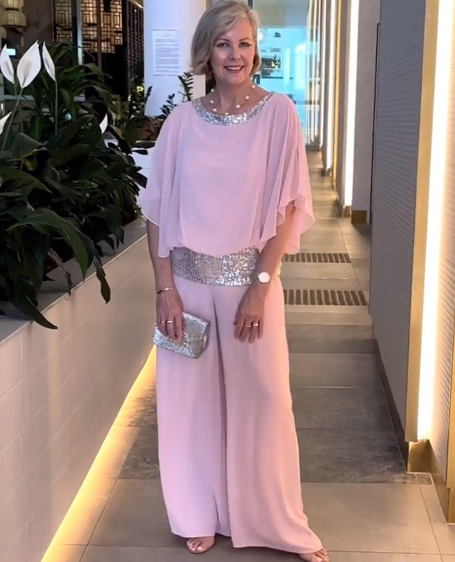 Mireya | Elegant Wide Leg Two Piece Evening Pant Set by Qivii