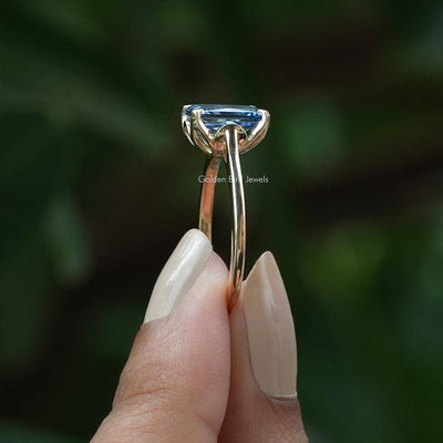 Beautiful Blue Radiant Cut Moissanite Solitaire Anniversary Ring For Her - qivii