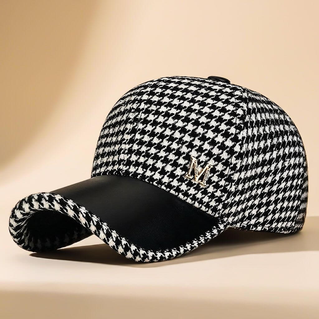 Miller Wool Houndstooth Cap - By Qivii