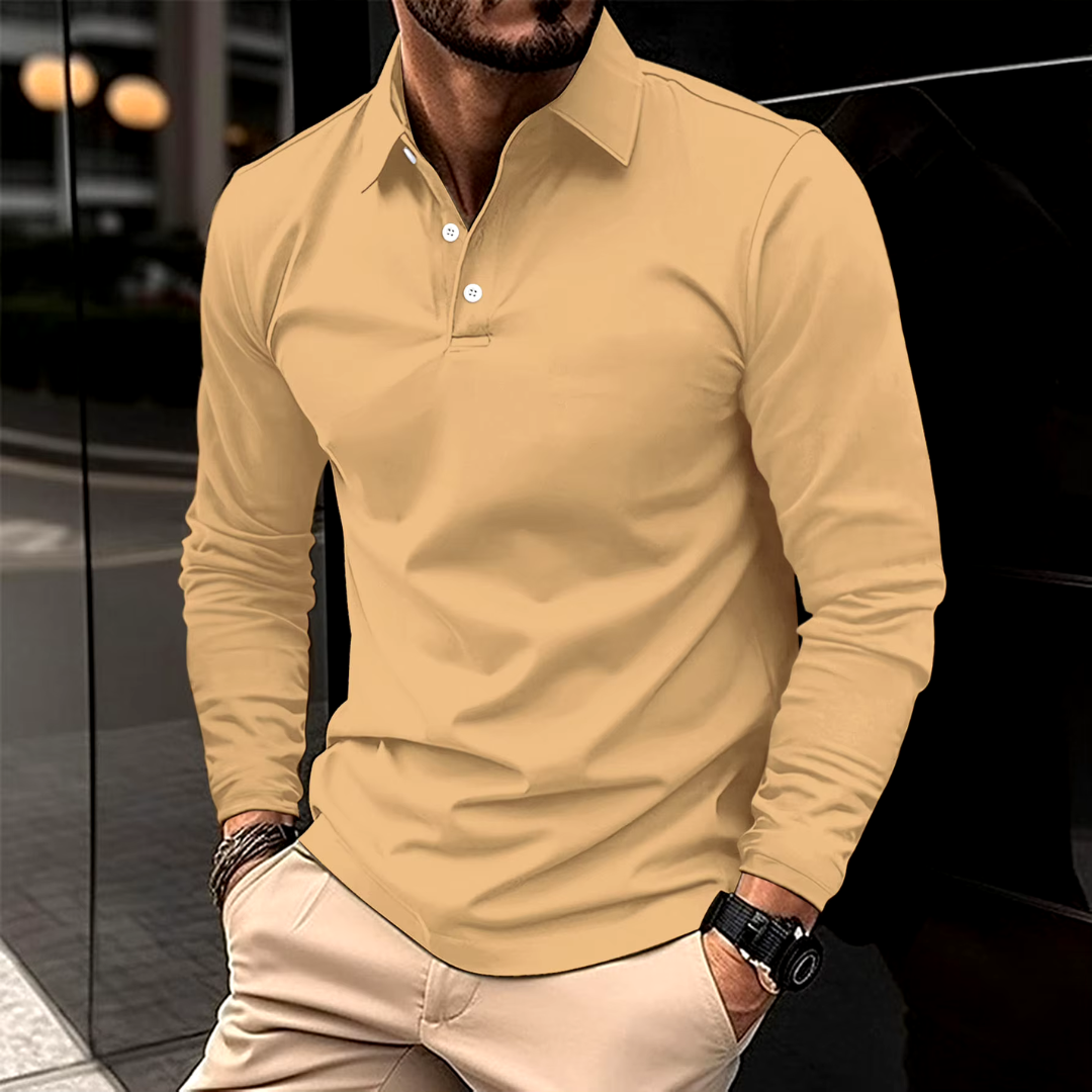 Ethan™ - Casual Poloshirt met Lange Mouwen - By Qivii