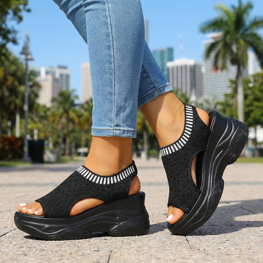 Zaina Bloom Wedge Sandals