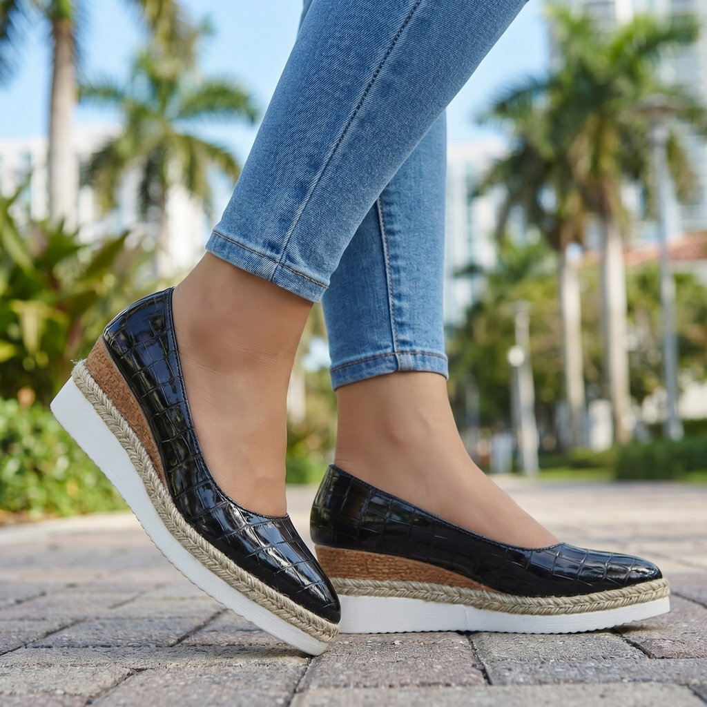 Aria Croc Espadrille Heels