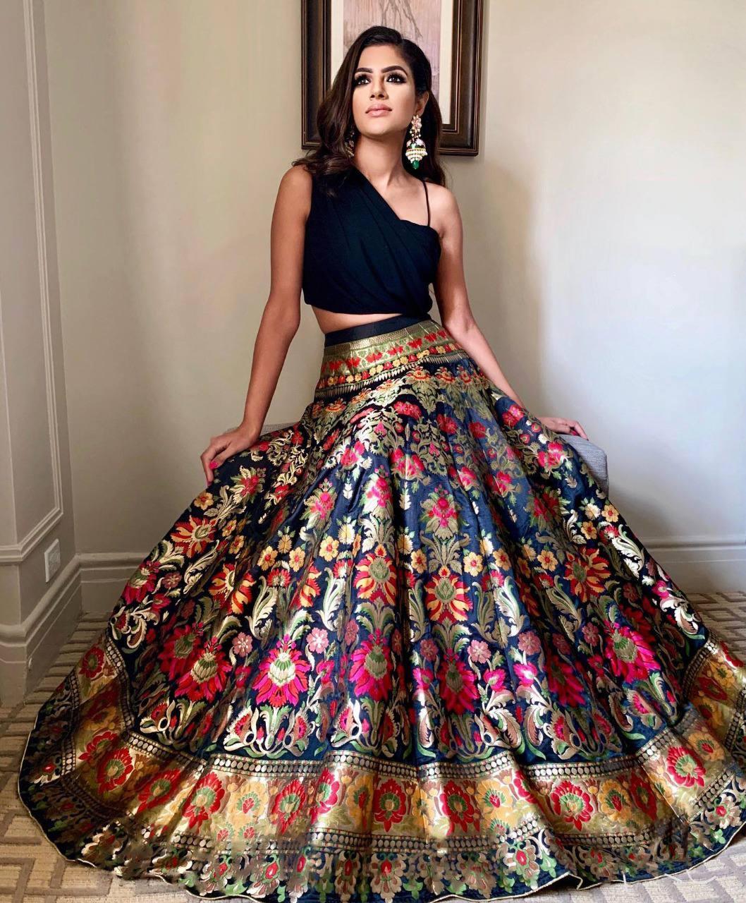 Amazing Black-Red lehenga Choli with Dupatta ,Indian Designer Ready to partywear Lehenga Choli, Jacquard With deals Weaving work Lehenga choli