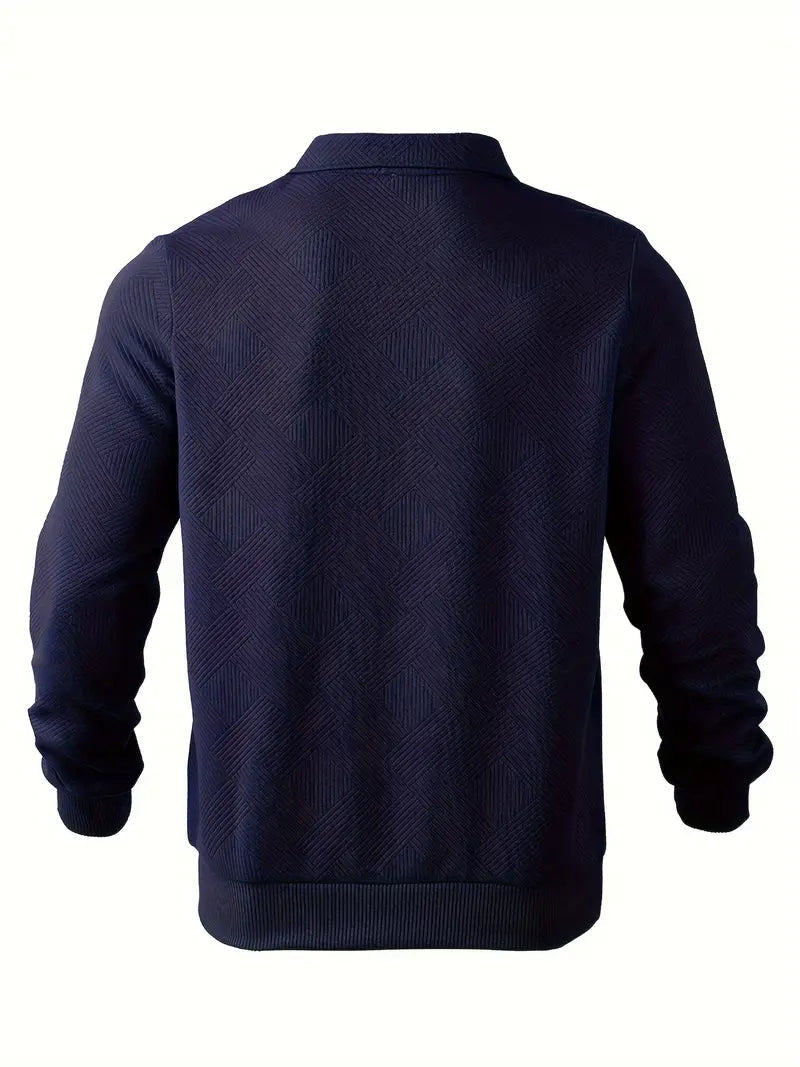 James™ - Vintage Geometrisch Ontwerp Sweater Met Rits - By Qivii