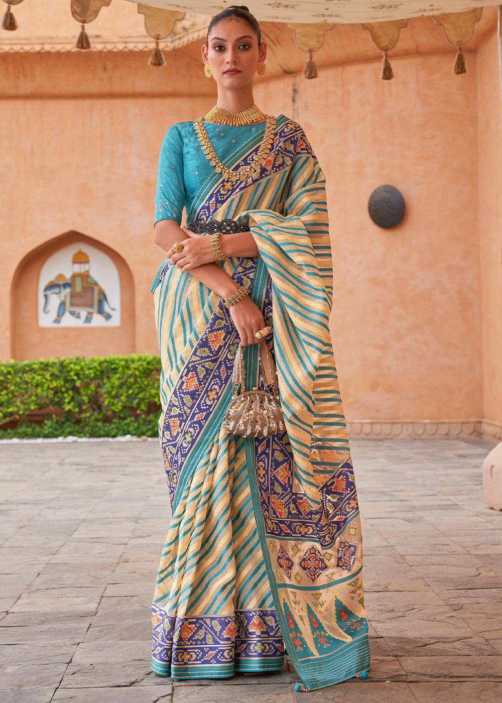 Beautiful online Patola Printed Silk Saree with Blouse