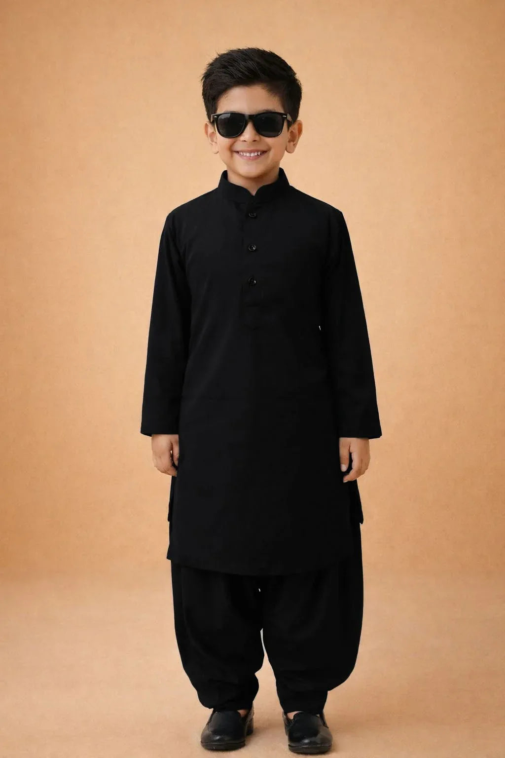 Boys Imported Suiting Solid Nehru Jacket Kurta Patiala Dupatta Set