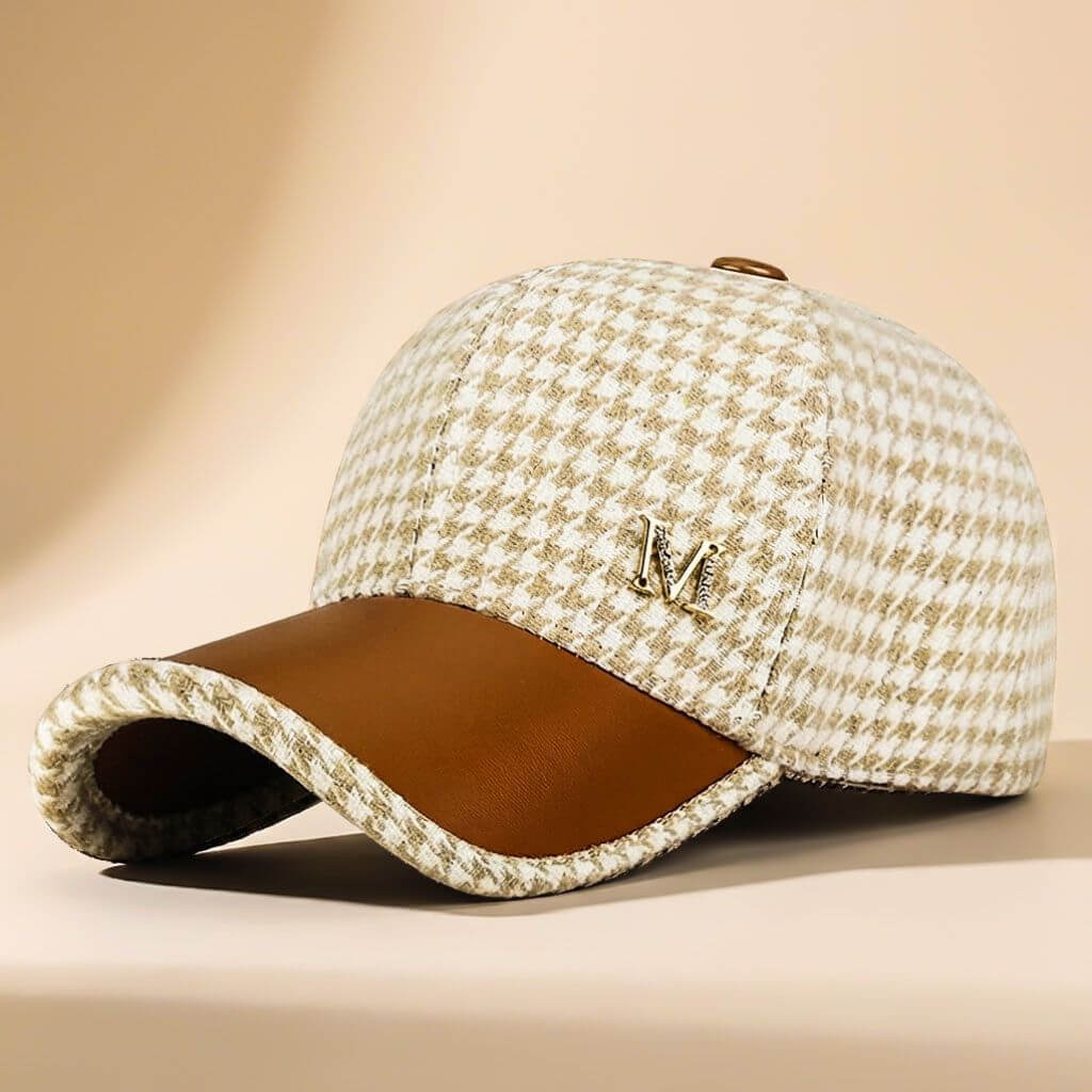 Miller Wool Houndstooth Cap - By Qivii