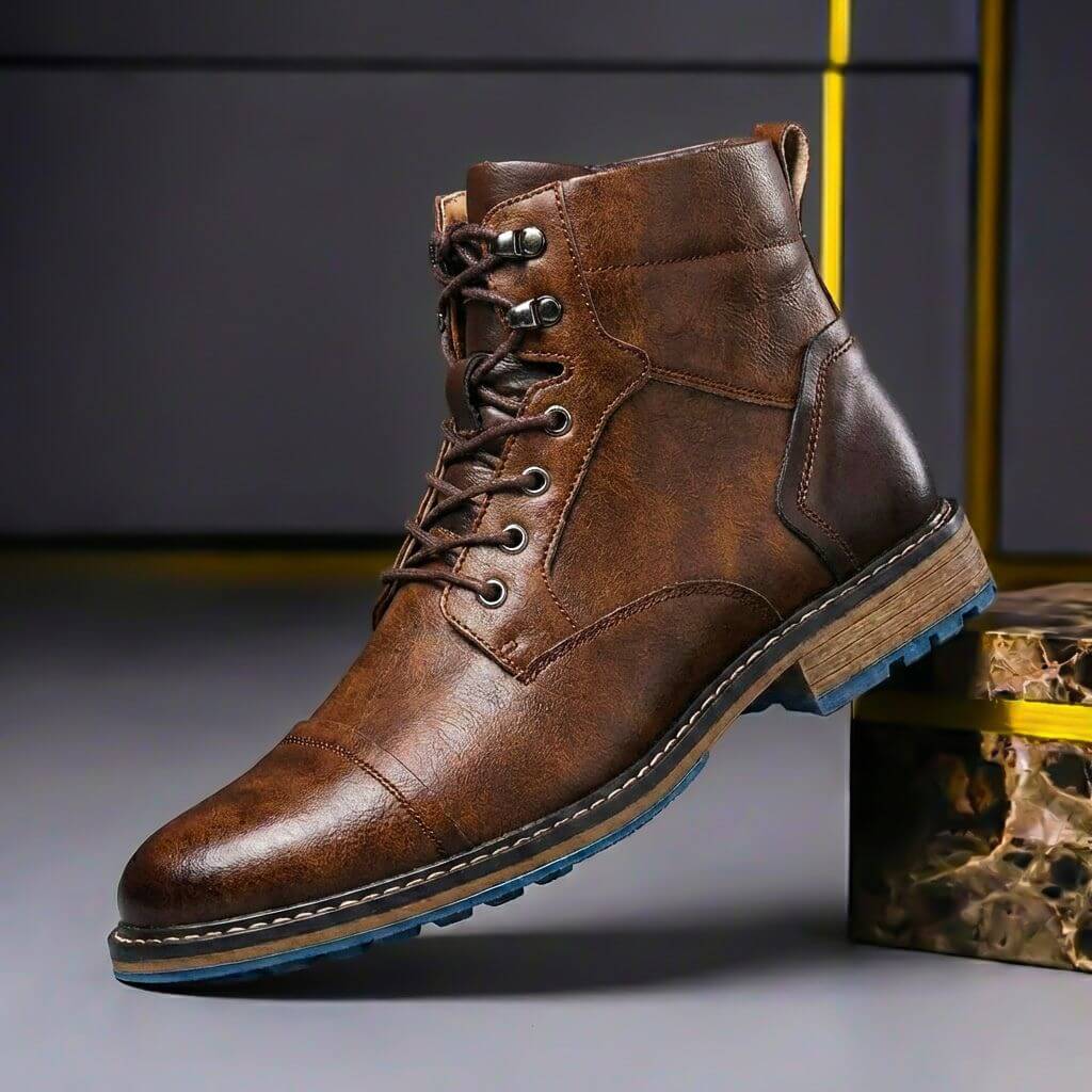 Jake Two-Tone Leather Boots - By Qivii