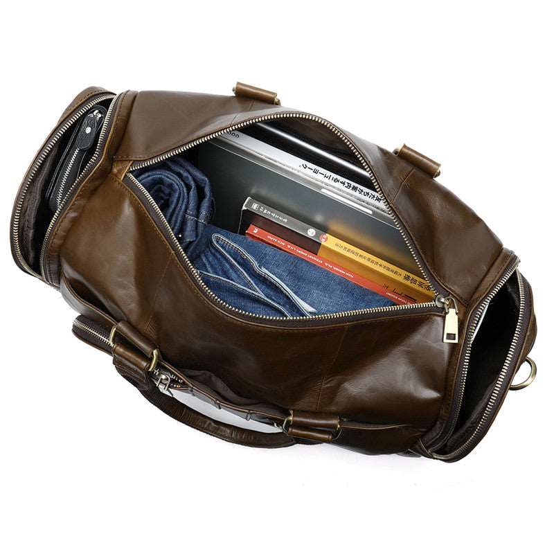 Business Casual Large Luxury Leather Travel Bag - By Qivii