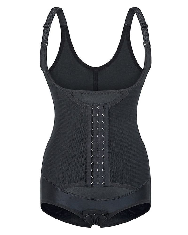 Women's Waist Trainer Bodysuit Tummy Control Slim Cincher Open Bust Shapewear - By Qivii