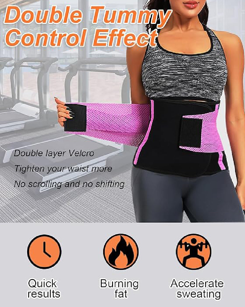 Working Out Sweat Waist Trainer Tummy Control Back Support Wrap Belt Corset - By Qivii