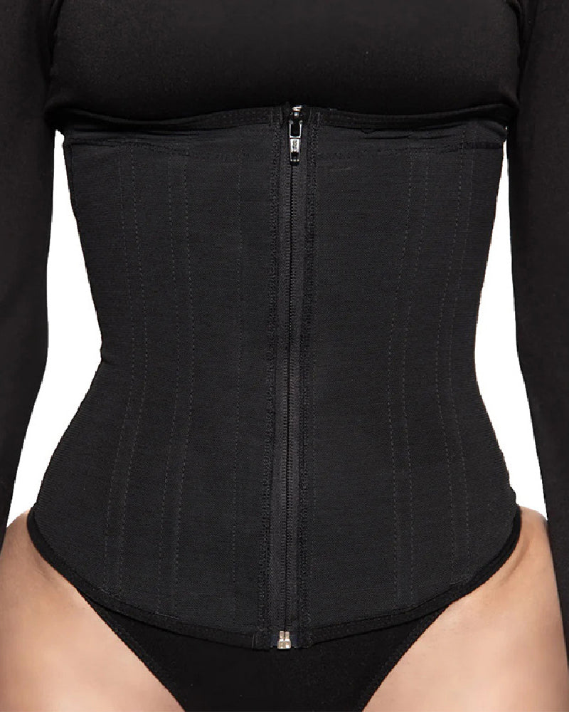 9 Boned Waist Trainer For Women Hourglass Zipper Tummy Control Workout Corset - By Qivii