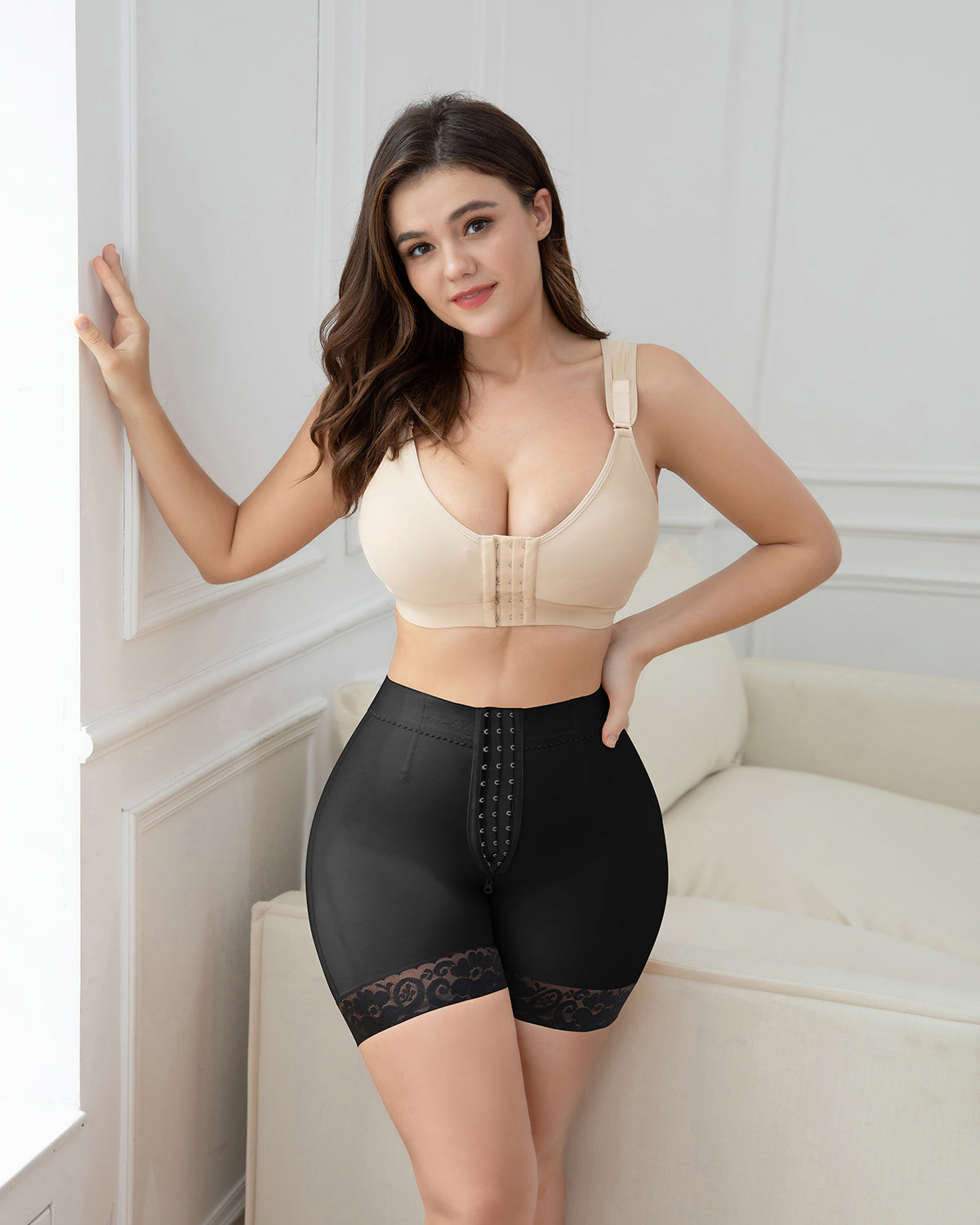 Shapshe® Black High Waist Butt Lifter Lace Shorts