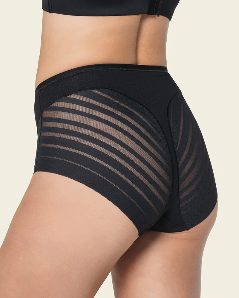 Lace Stripe Undetectable High Waist Briefs Underpants - By Qivii